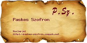 Paskes Szofron névjegykártya